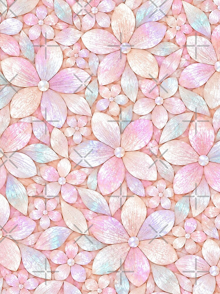 Blush Pink Pearlescent Floral Pattern by OLAIZA