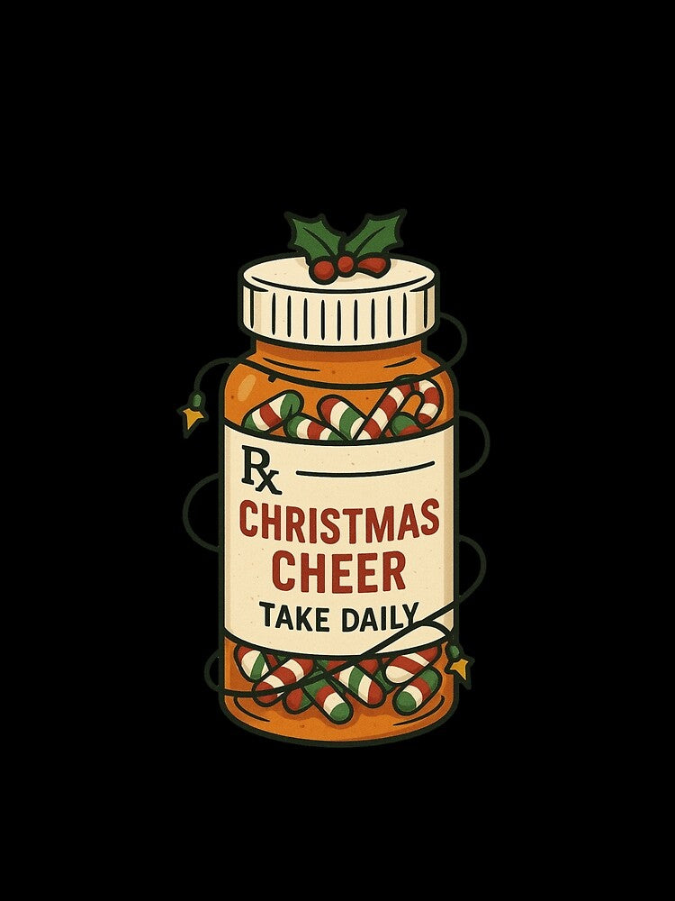 Christmas Cheer Take Daily - Funny Holiday Pill Bottle Gift by PunchDrop