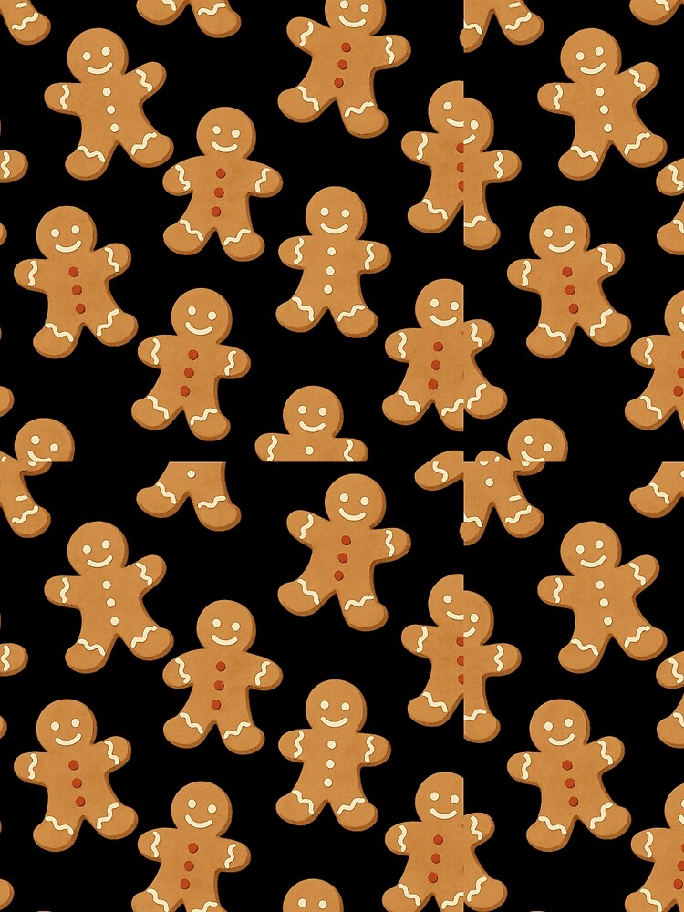 Gingerbread Man Pattern Christmas - Holiday Cookie Toss Black by PunchDrop