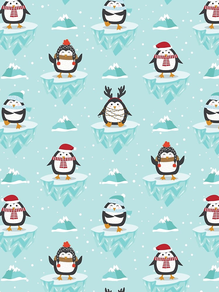 Winter Vibes, Cute Christmas Penguin Pattern by LiveAesthetic