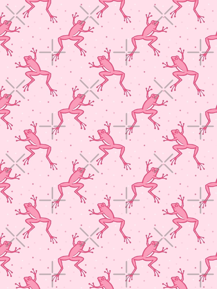 Pink Frogcore Pattern Cute Frog Aesthetic by trajeado14
