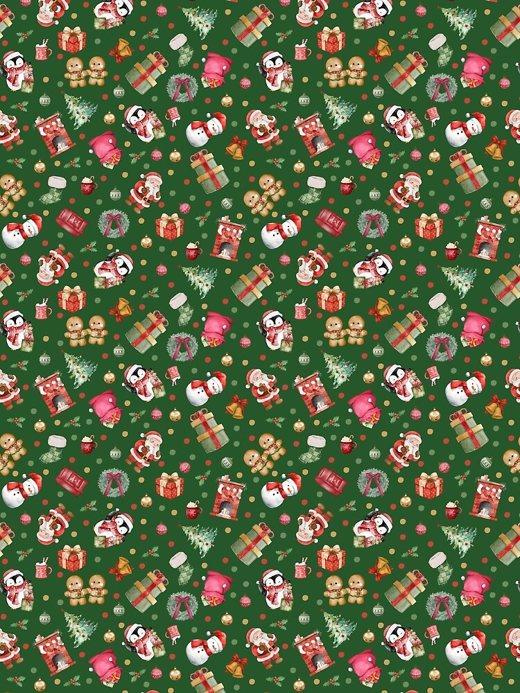 Watercolor Christmas on Green by KSimpson838