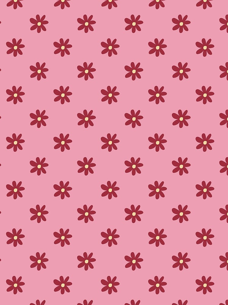 Cute Pink and Red Daisy Pattern | Burgundy Wildflowers Preppy Pink Daisy | Minimalist Red Floral Pattern | Coquette Pink Flower Pattern | Pastel Pink Burgundy Floral Pattern by VivaFy