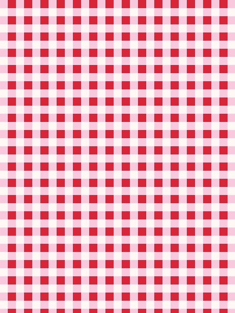Cherry Red and Soft Pink Gingham Pattern Phone Case Gift for Her | Aesthetic Gingham Checkered Journal for Students | Cute Red and Pink Gingham Tote Bag Gift for Mom by VivaFy