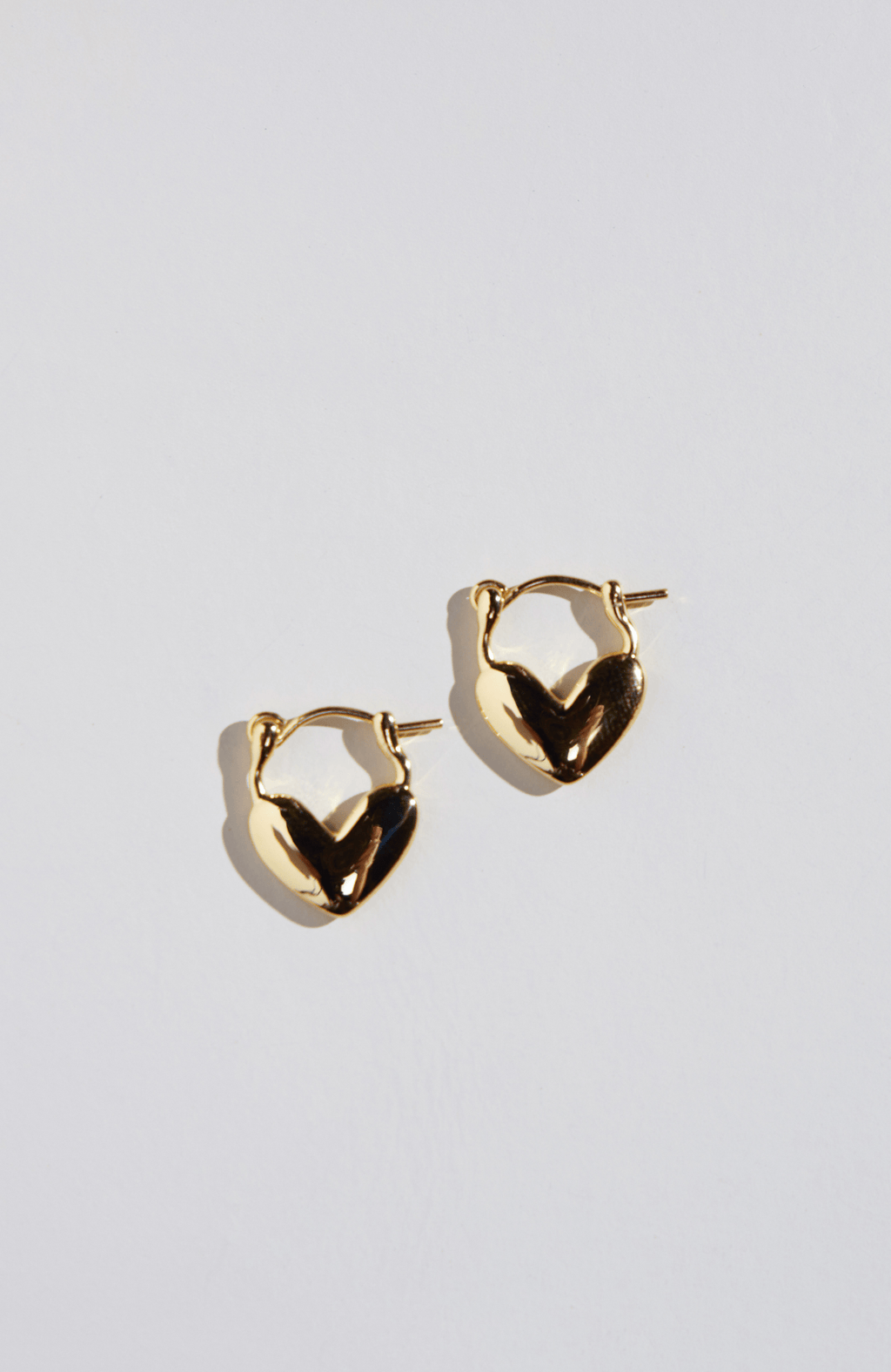 Gold Heart Lock Huggies