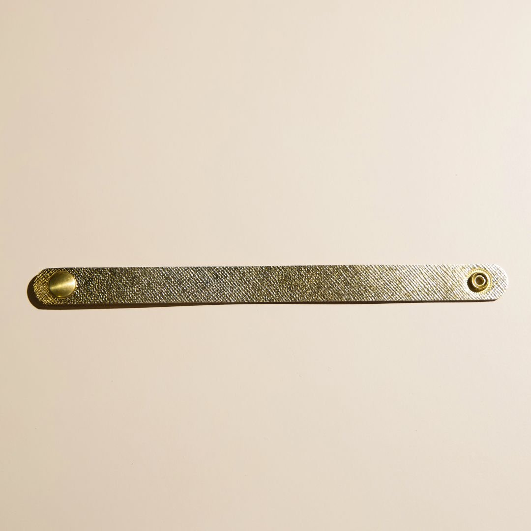 Gold Leaf Thin Leather Cuff Bracelet