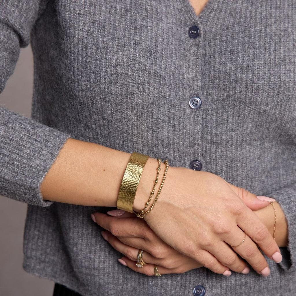 Gold Leaf Thin Leather Cuff Bracelet