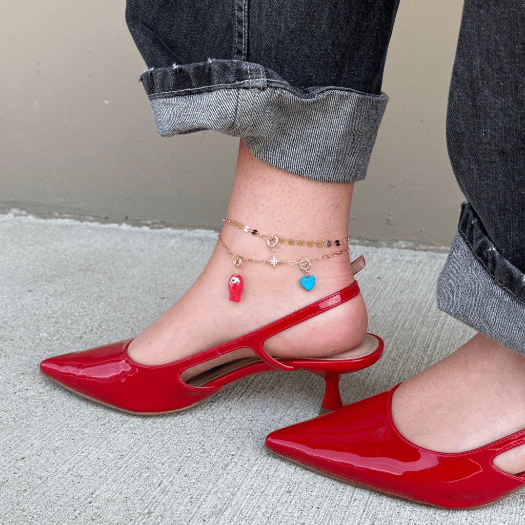 Gold Mini Paper Clip Chain Anklet