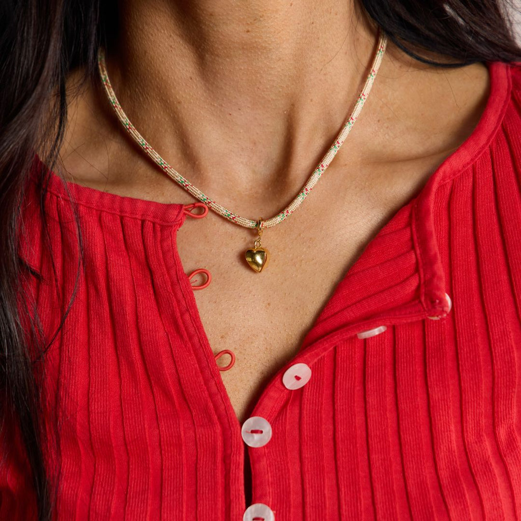 Gold Puffy Heart Charm