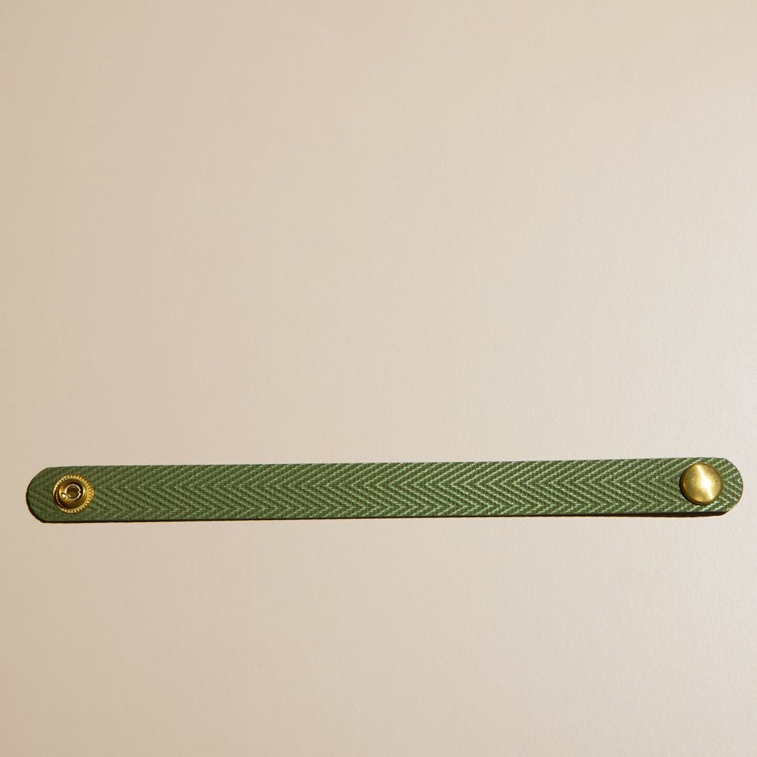 Green Palm Thin Leather Cuff Bracelet