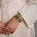 Green Palm Thin Leather Cuff Bracelet