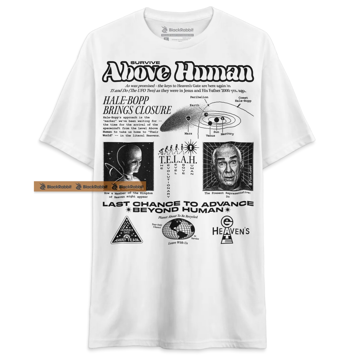 Heaven's Gate Cult Black and White Survive Above Human 90s Retro Vintage Unisex Classic