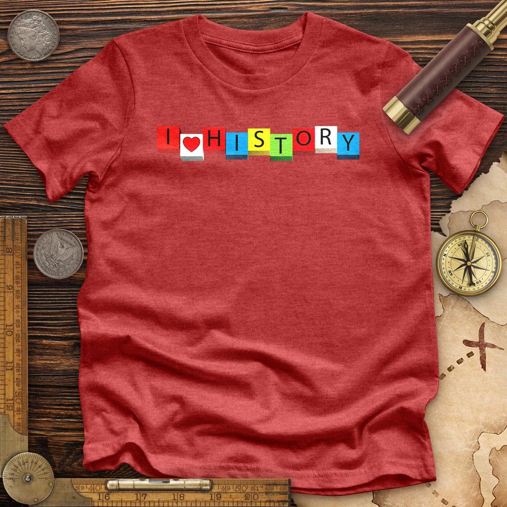 I Love History Blocks Premium Quality Tee