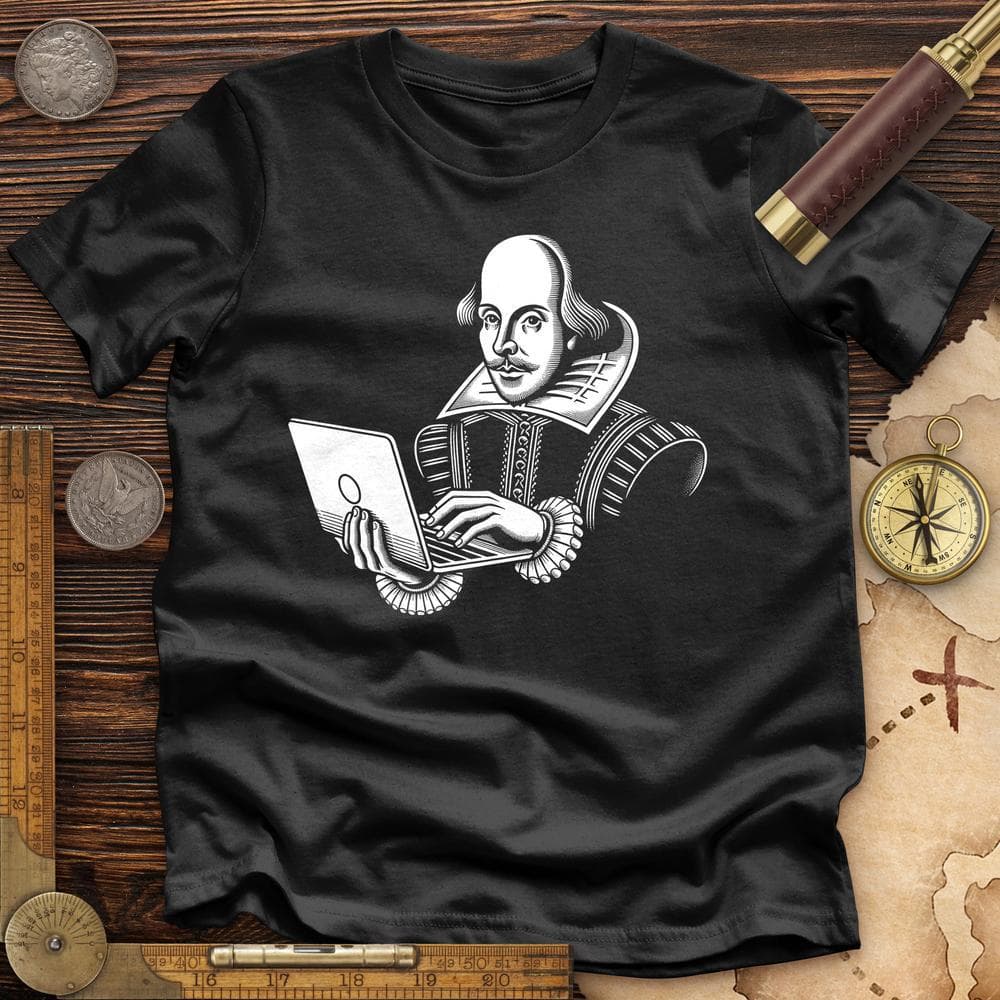 Shakespeare Using Laptop Premium Quality Tee