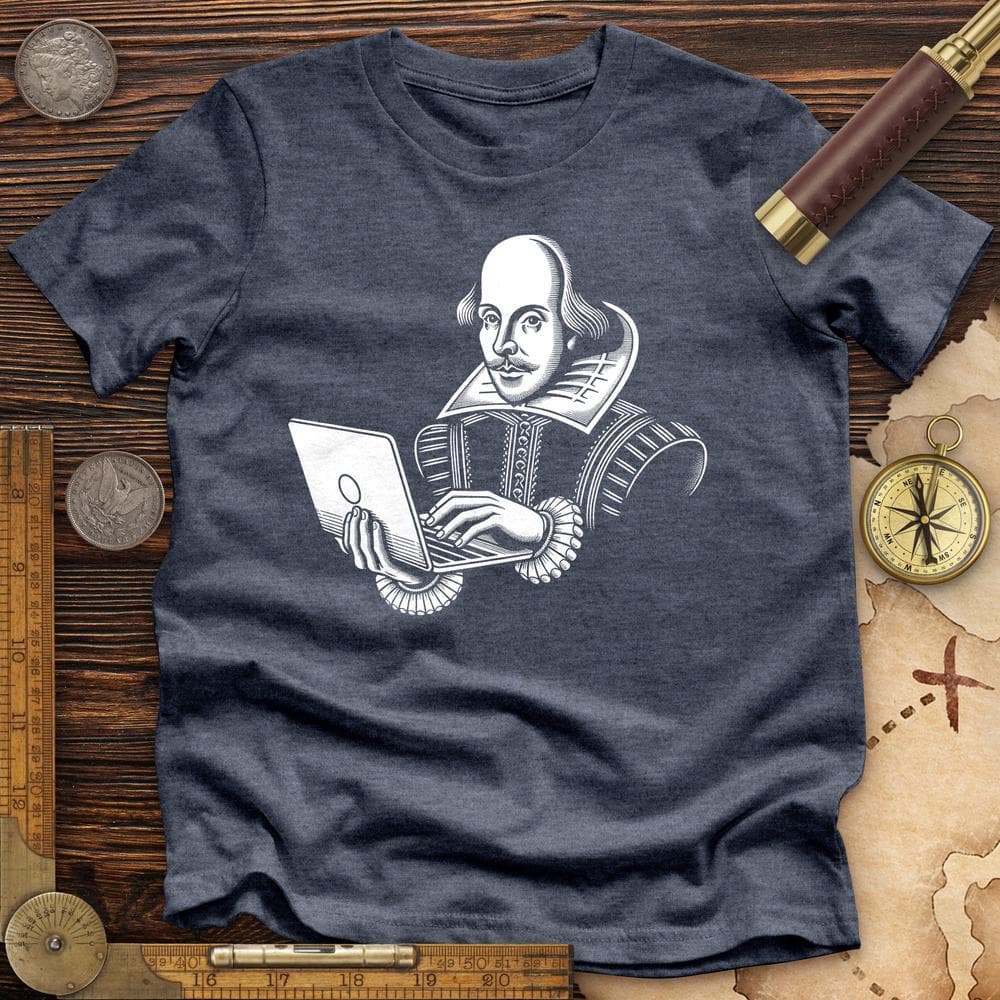 Shakespeare Using Laptop Premium Quality Tee