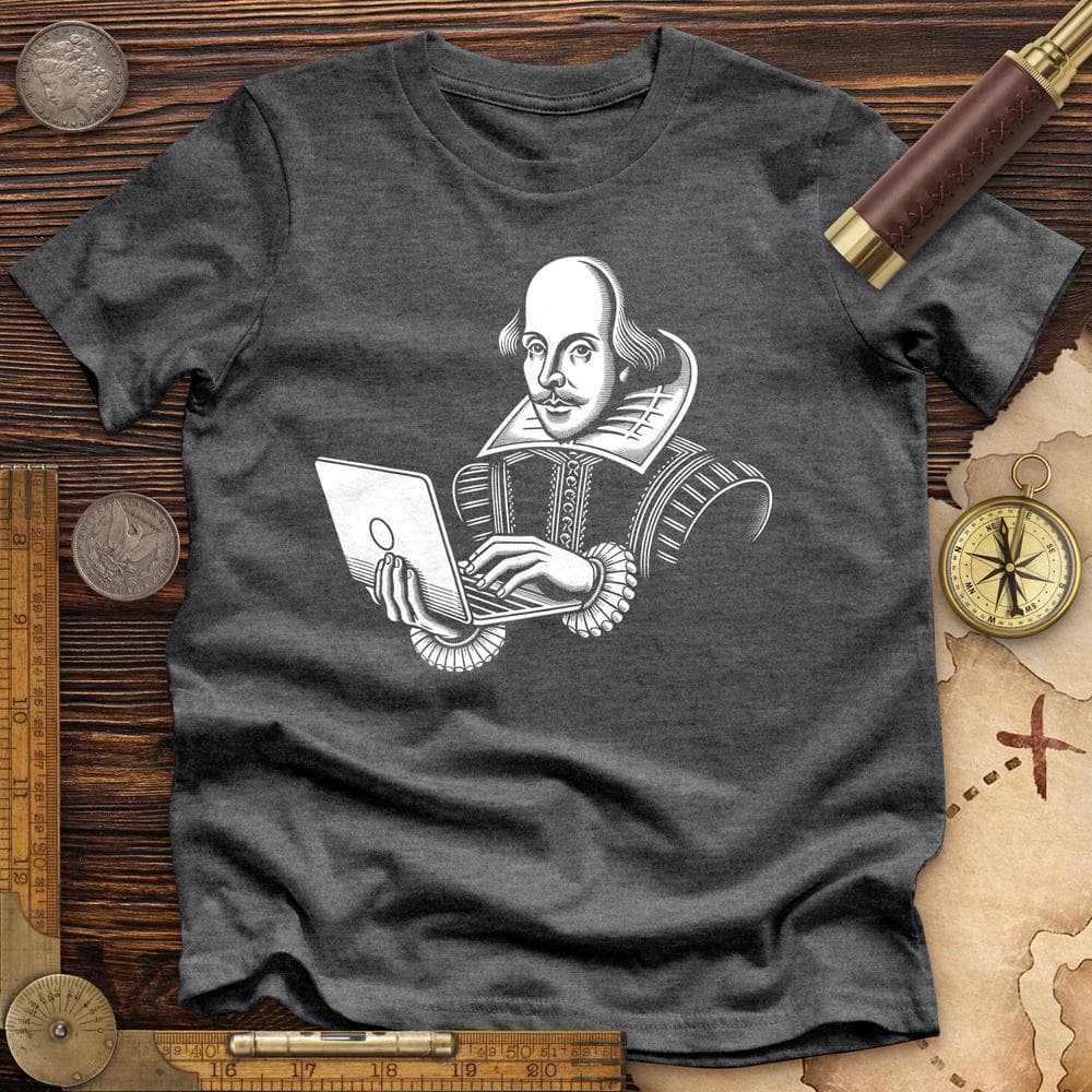 Shakespeare Using Laptop Premium Quality Tee