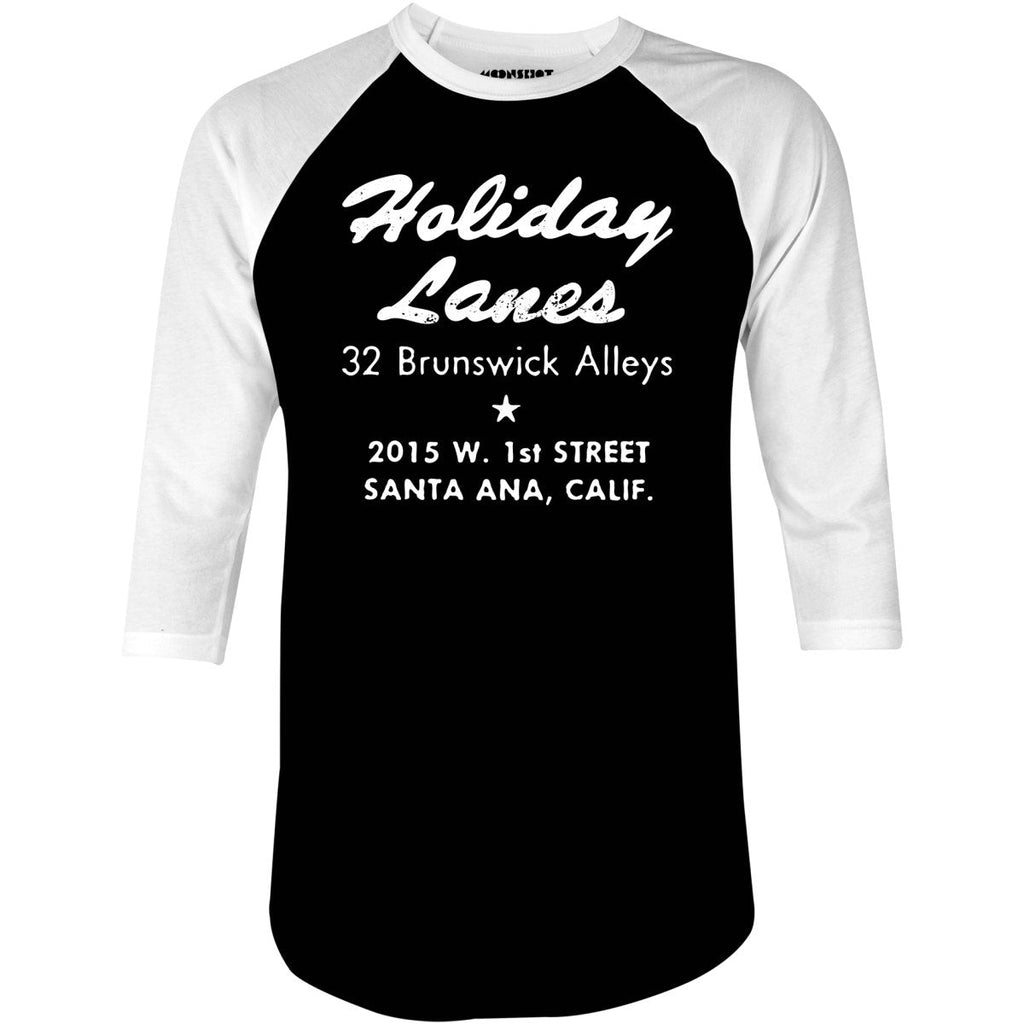 Holiday Lanes - Santa Ana, CA - Vintage Bowling Alley - 3/4 Sleeve Raglan