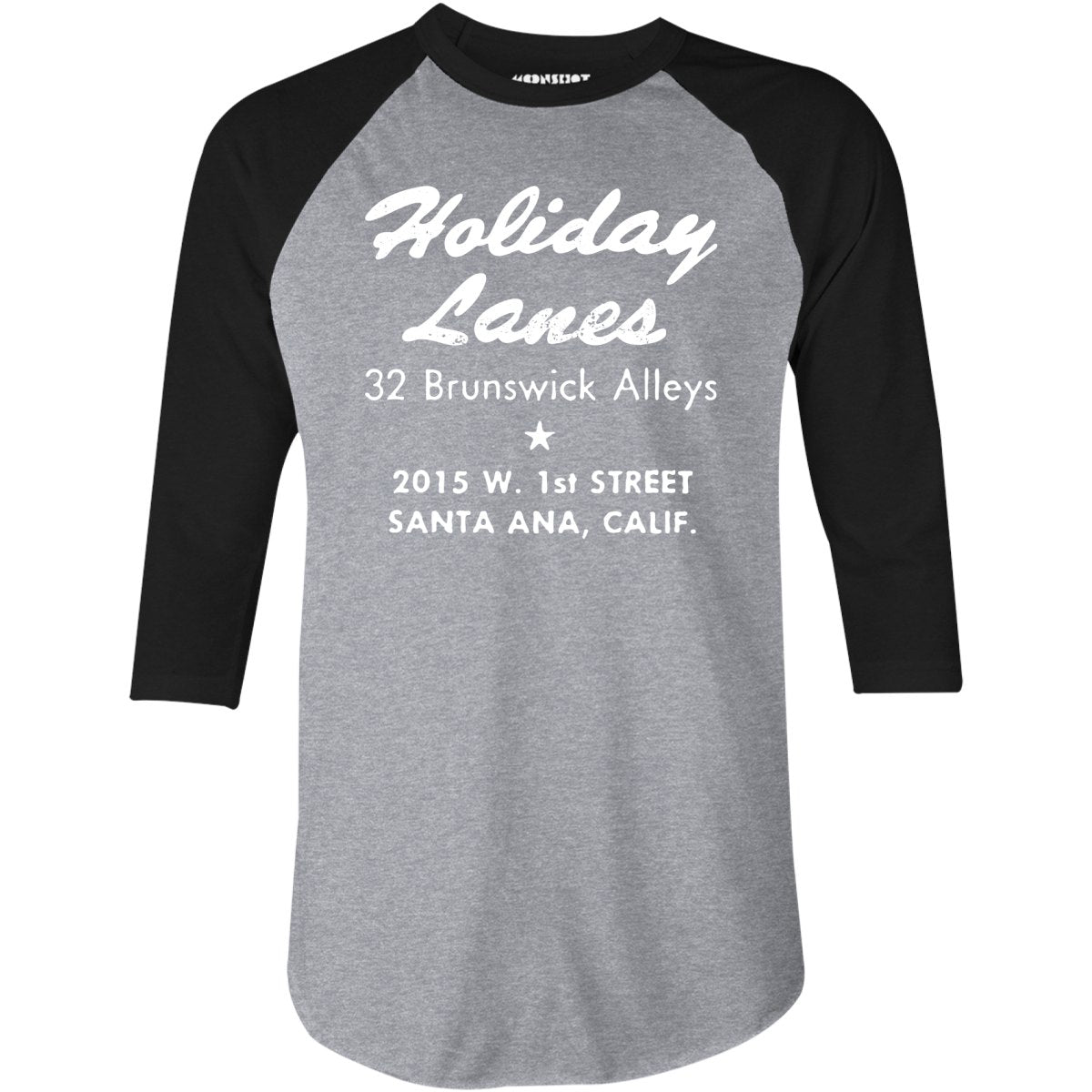 Holiday Lanes - Santa Ana, CA - Vintage Bowling Alley - 3/4 Sleeve Raglan