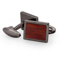 Jarrah Wood Rectangular Cufflinks - Gunmetal