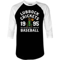 Lubbock Crickets - Texas - Vintage Defunct Baseball Teams - 3/4 Sleeve Raglan