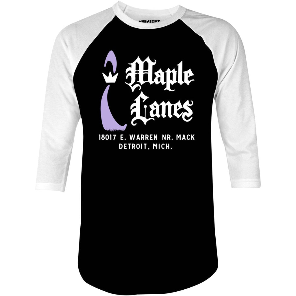 Maple Lanes - Detroit, MI - Vintage Bowling Alley - 3/4 Sleeve Raglan