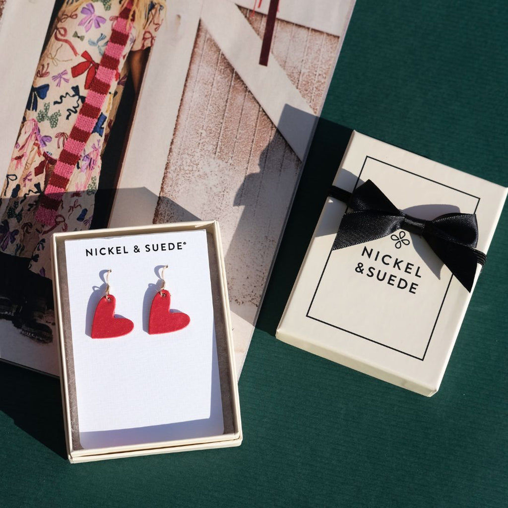 Mini Heart Leather Earrings
