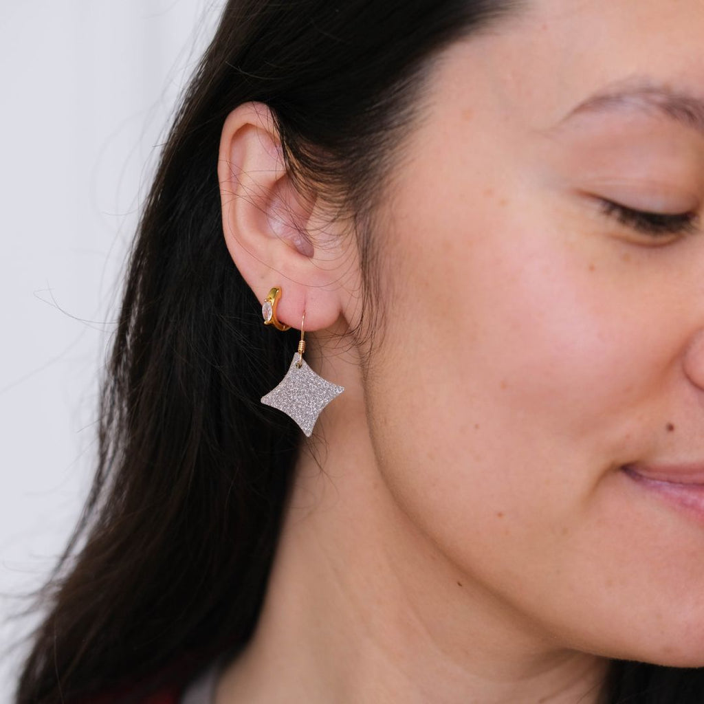 Mini Sparkle Leather Earrings