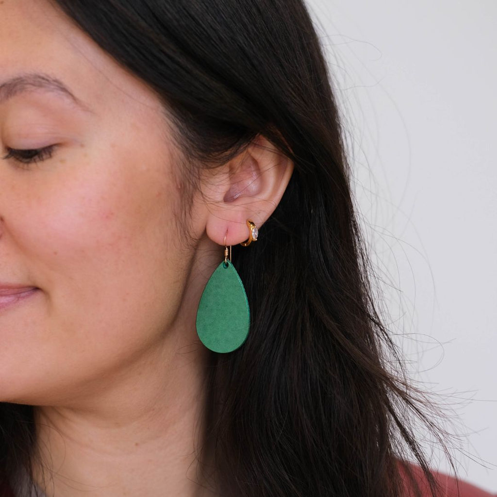 Mini Teardrop Leather Earrings