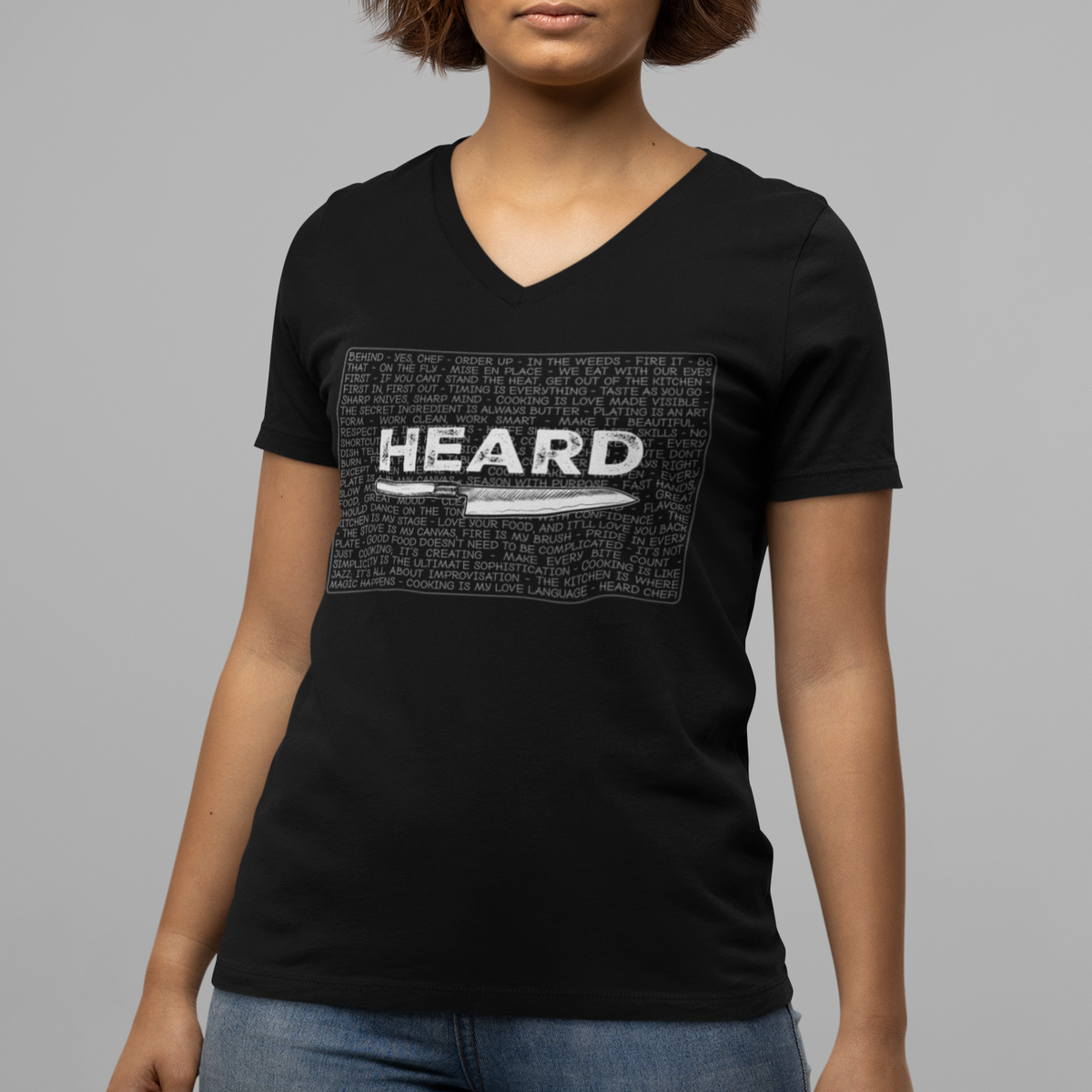 Heard Kitchen Phrase Womenâ€™s Relaxed V-neck Tee