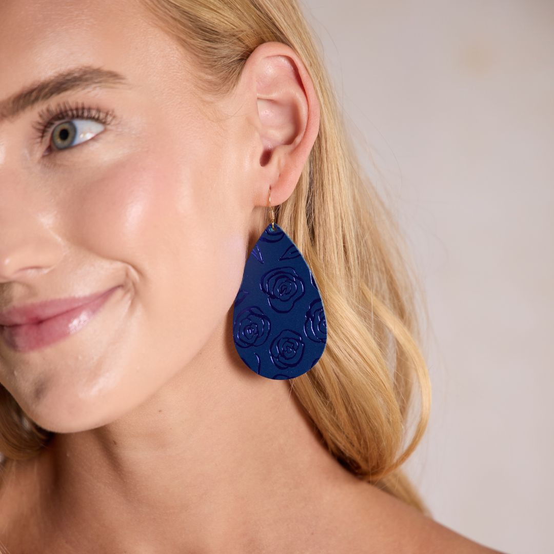 Navy Rosette Teardrops