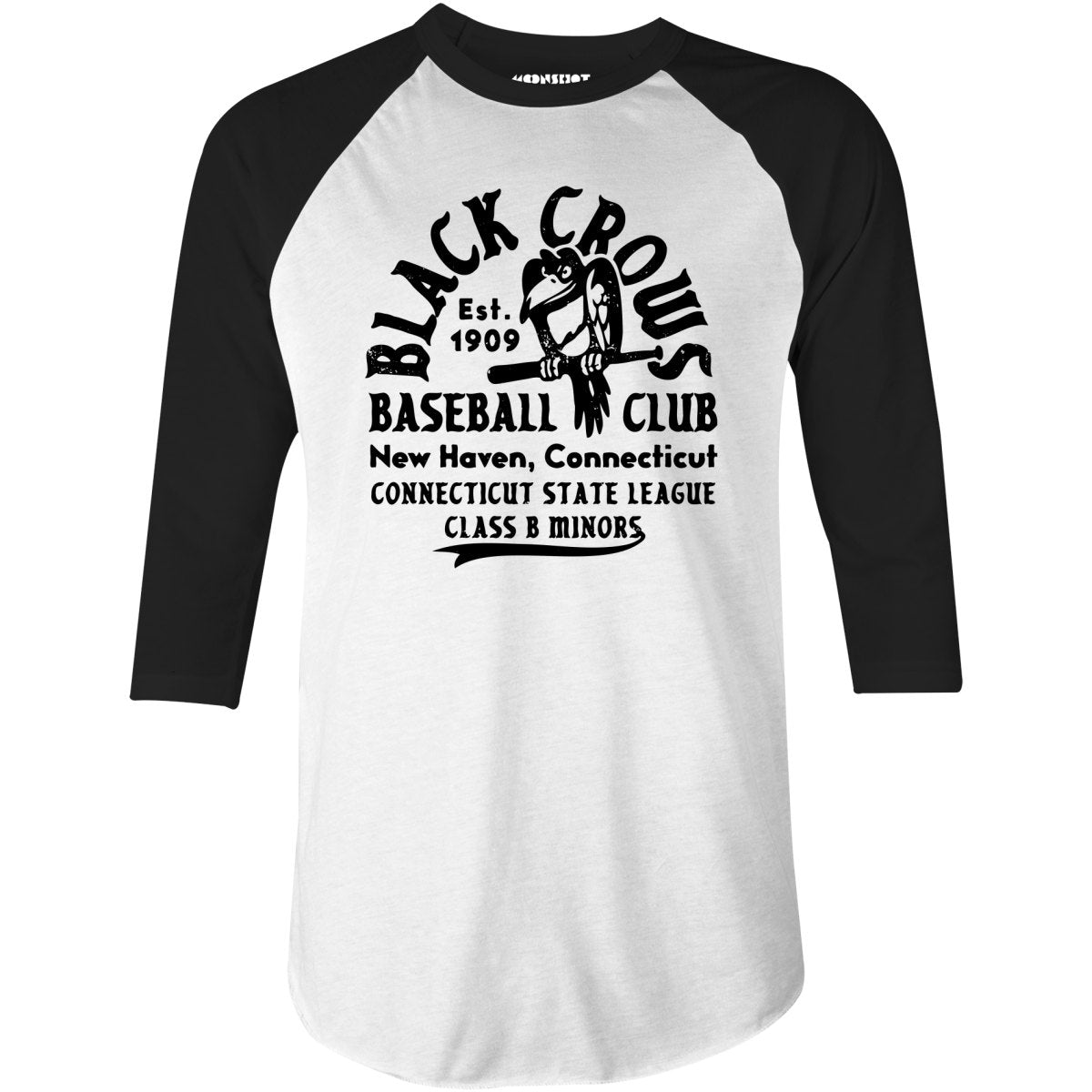 New Haven Black Crows - Connecticut - Vintage Defunct Baseball Teams - 3/4 Sleeve Raglan