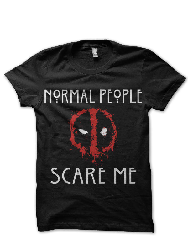 Normal People Scare Me Deadpool Black Full Sleeve T-Shirt Hoodie, Sweatshirt | ThreadNative.com (Image 2)