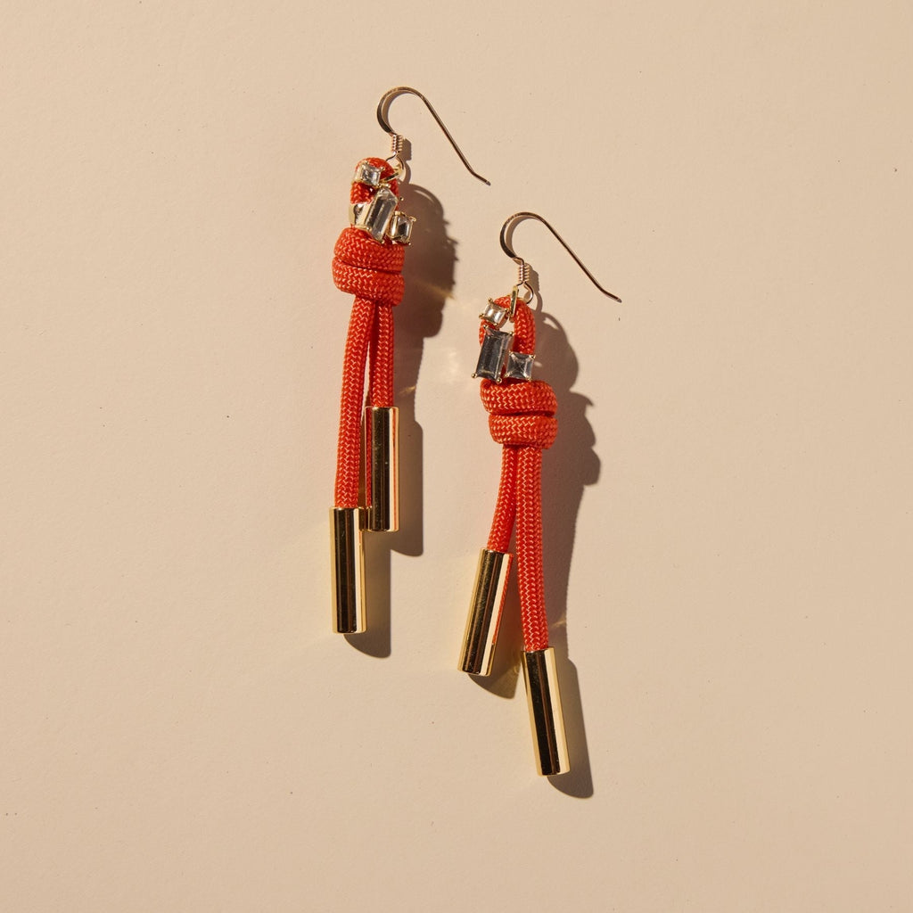 Orange Luxe Denver Cord and Crystal Earring