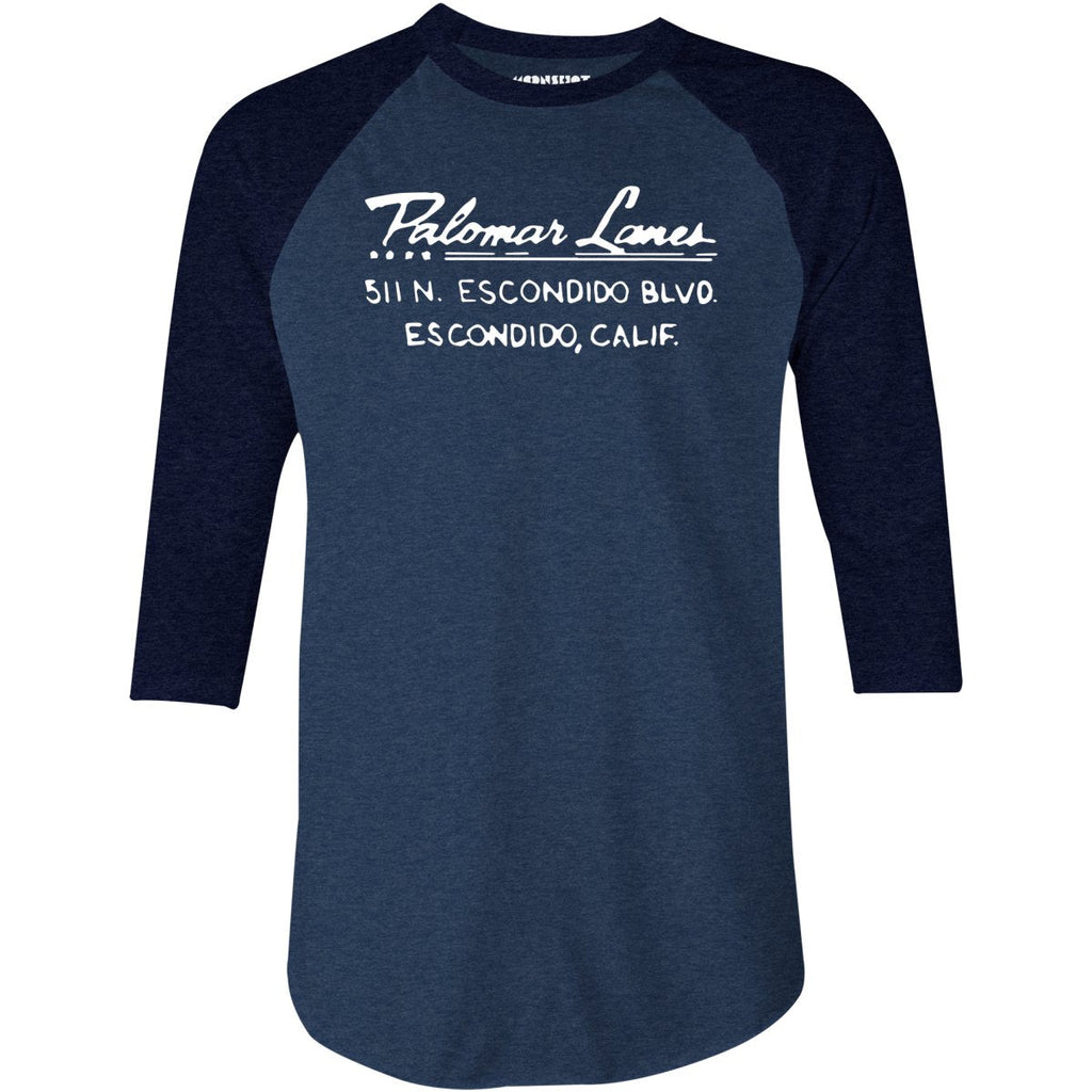 Palomar Lanes - Escondido, CA - Vintage Bowling Alley - 3/4 Sleeve Raglan