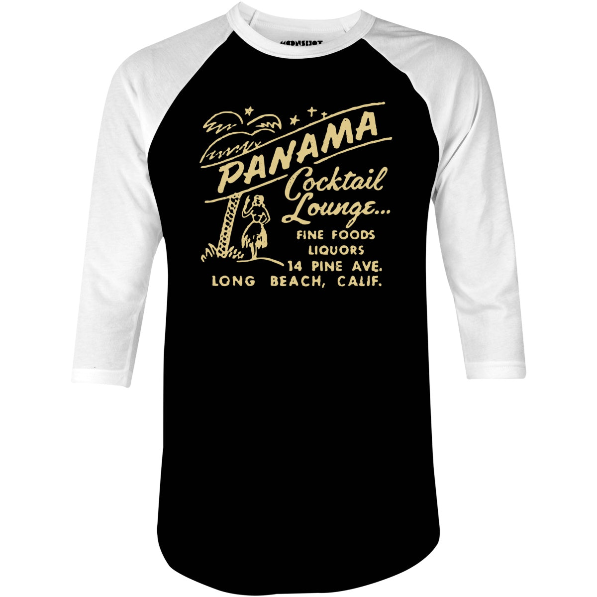 Panama Cocktail Lounge - Long Beach, CA - Vintage Tiki Bar - 3/4 Sleeve Raglan