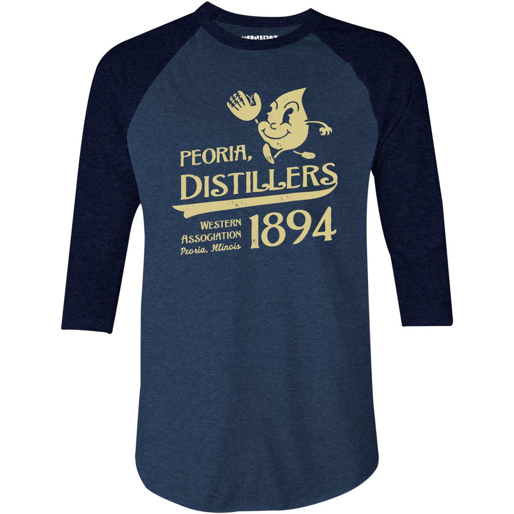 Peoria Distillers - Illinois - Vintage Defunct Baseball Teams - 3/4 Sleeve Raglan