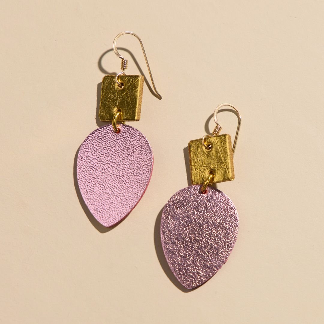 Pink Satin Holiday Lights Statement Earrings