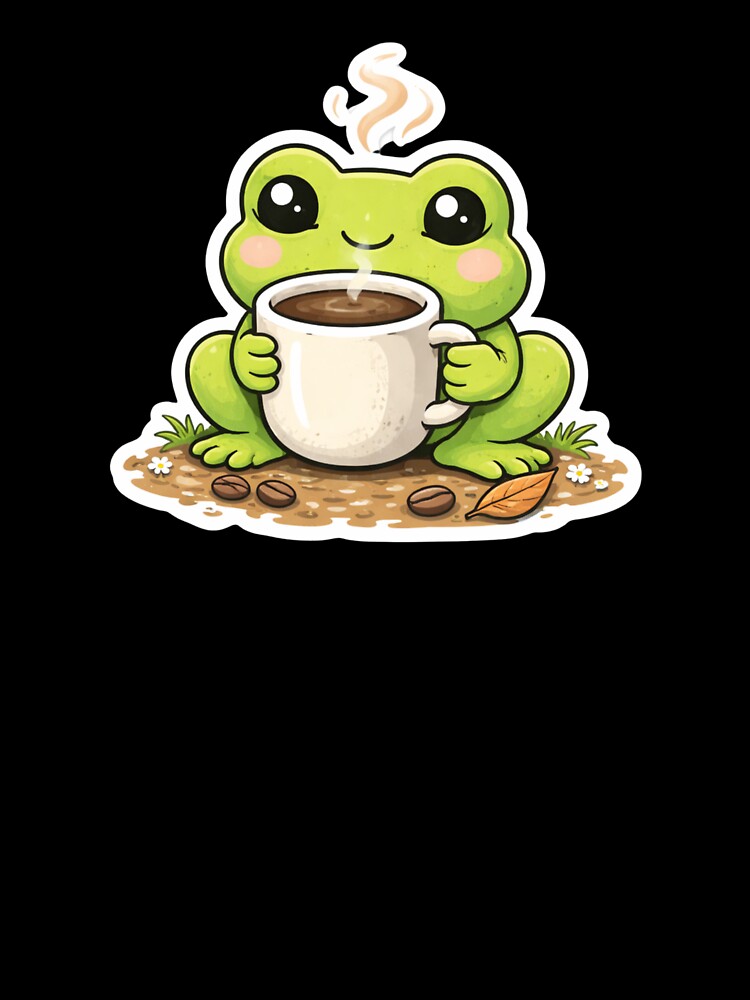 Cute Coffee Frog – Funny Frog Coffee Lover Design – Frog Meme by VibeOffline Studio