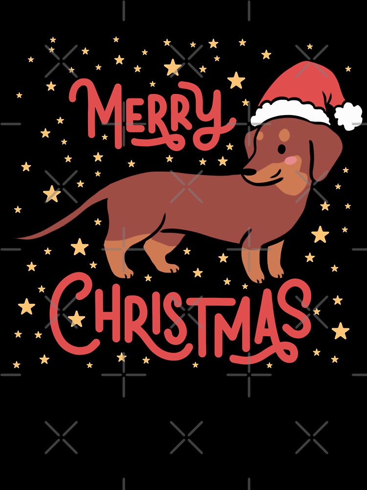 Merry Christmas Cute christmas dachshund dog illustration by Yarafantasyart