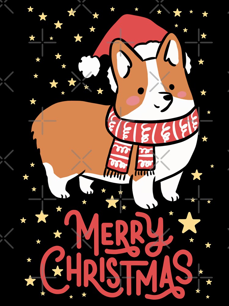 Merry Christmas Cute christmas pembroke welsh corgi dog illustration by Yarafantasyart