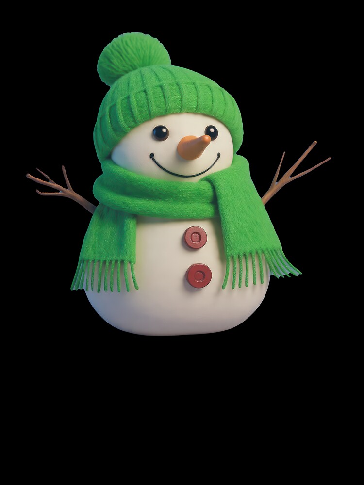 Cheerful Snowman in Green Winter Gear by christmas-xmas