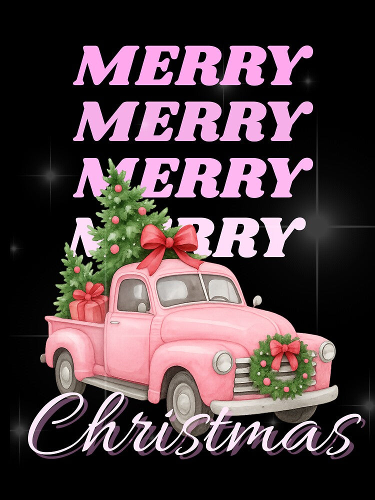 Pink Vintage Christmas Truck – Coquette Holiday Design by Alexisdesignco