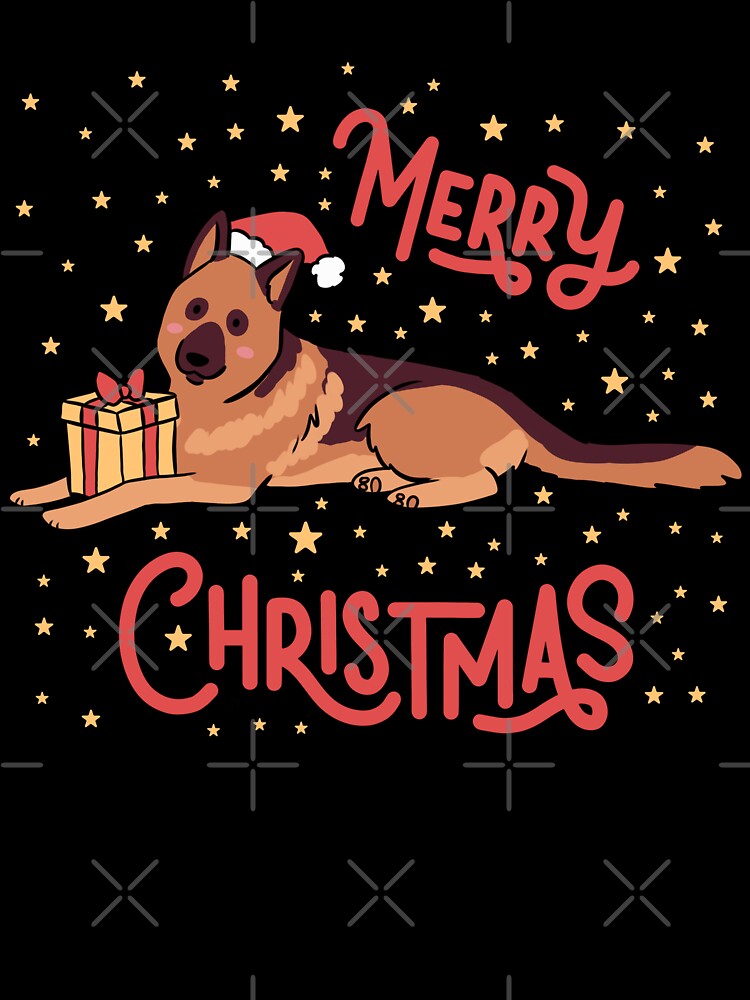 Merry Christmas Cute christmas german shepherd illustration by Yarafantasyart