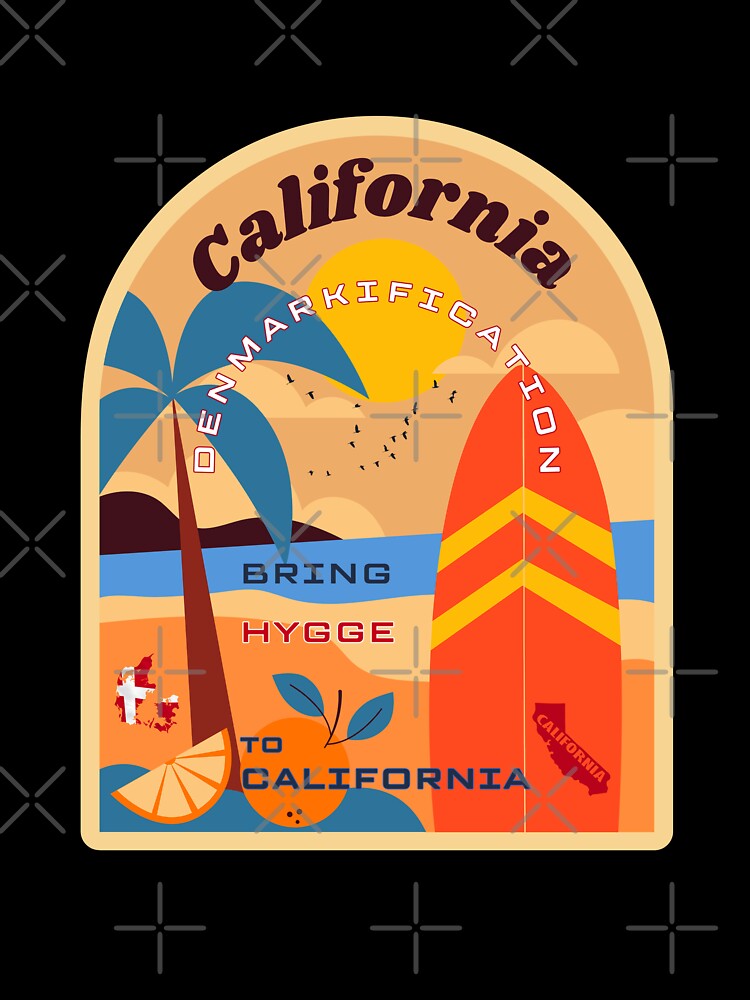 California Dreamin' Retro Surf Poster Tee - Denmarkification by 4uandme25