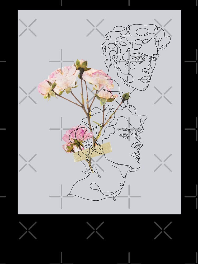 men outline and flowers by atlasbackache