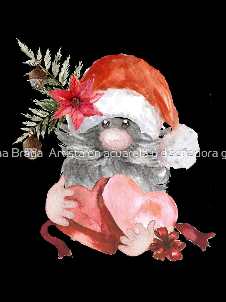 Christmas gnome.Watercolor Santa Claus gnome.Christmas elf by Marina Braga  Artista en acuarela y diseñadora gráfica