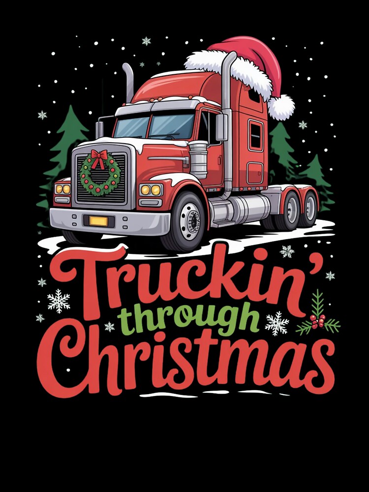 Truckin' Through Christmas - Vintage Red Truck with Pine Tree by Designorado