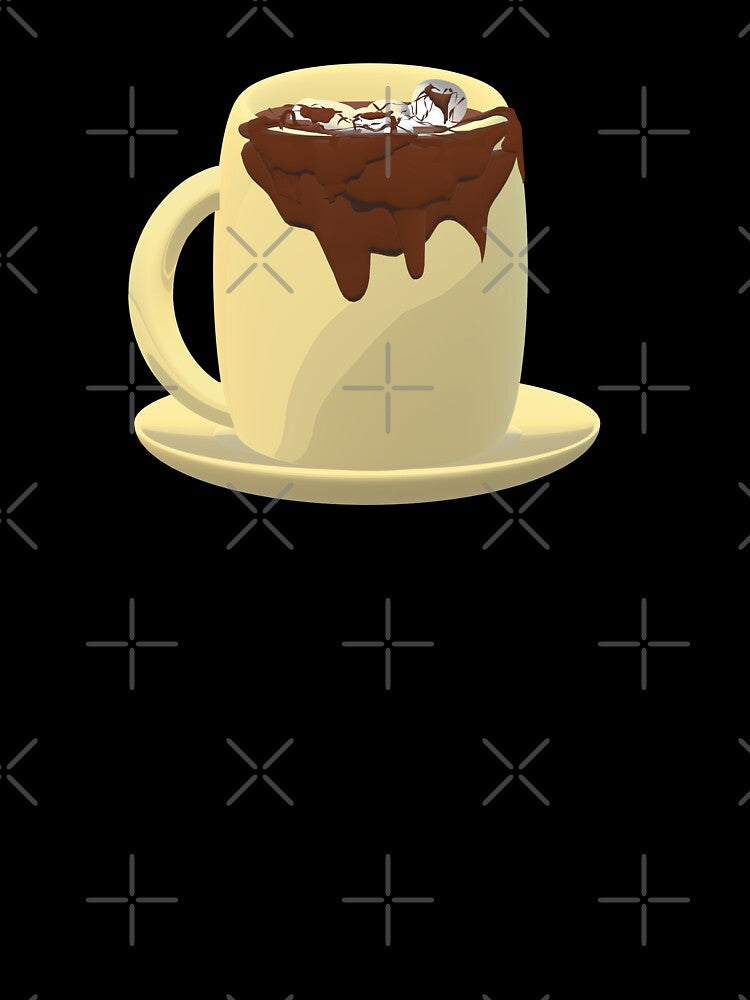 Mug of Hot Cocoa with Melting Marshmallows and Chocolate Drizzles (Black Background) by ArtByLM
