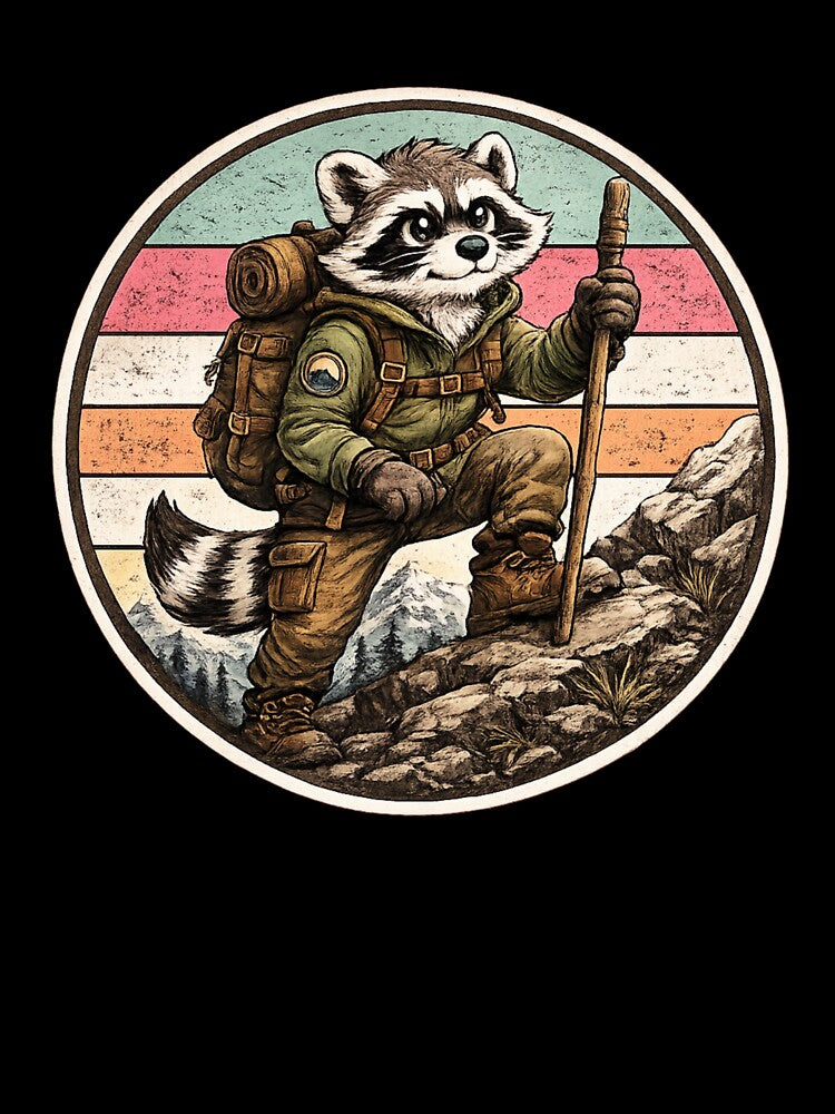Hiking Raccoon Design by StyleBloomes