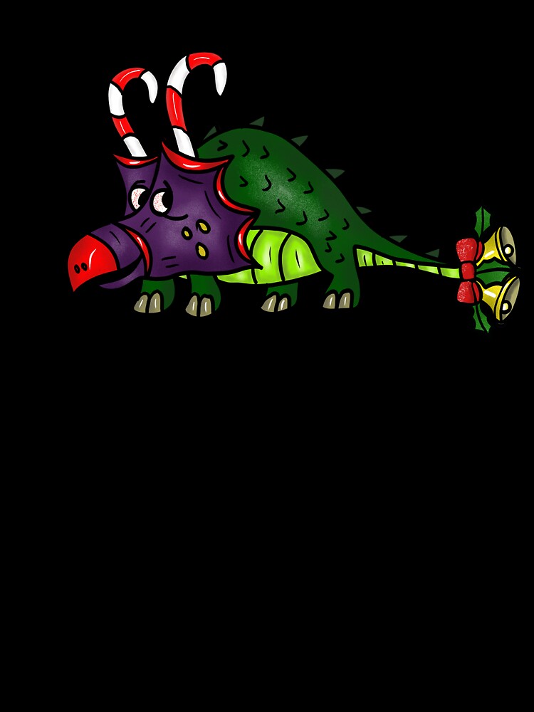 Funny Dino with Candy Canes and Christmas Bells by digitaldraw4you